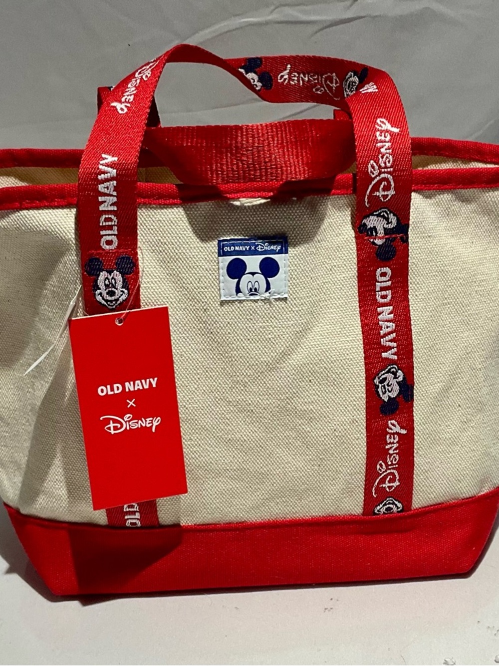 Disney Canvas Tote Bag in Red and Cream with Mickey Accents